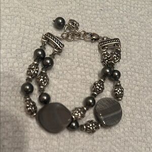 Brighton Silver and Gray Classic Link Bracelet